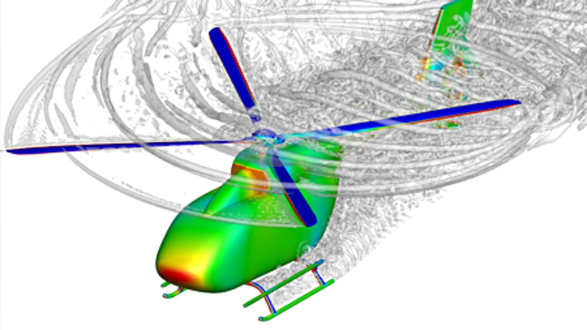 Numerical simulation of the flow field around a helicopter in forward flight
